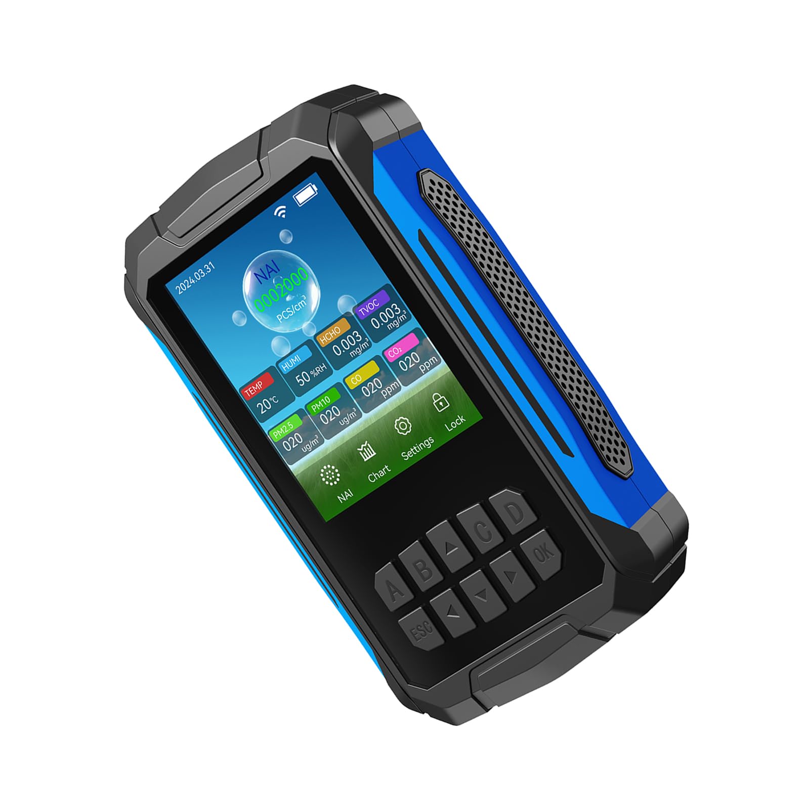 Jeffergarden Monitor della qualità Dell'aria 10 in 1 Tester della qualità Dell'aria Interna Rilevatore della con Concentrazione di Ioni Negativi PM2.5 PM10 CO2 TVOC Umidità (BLACK)