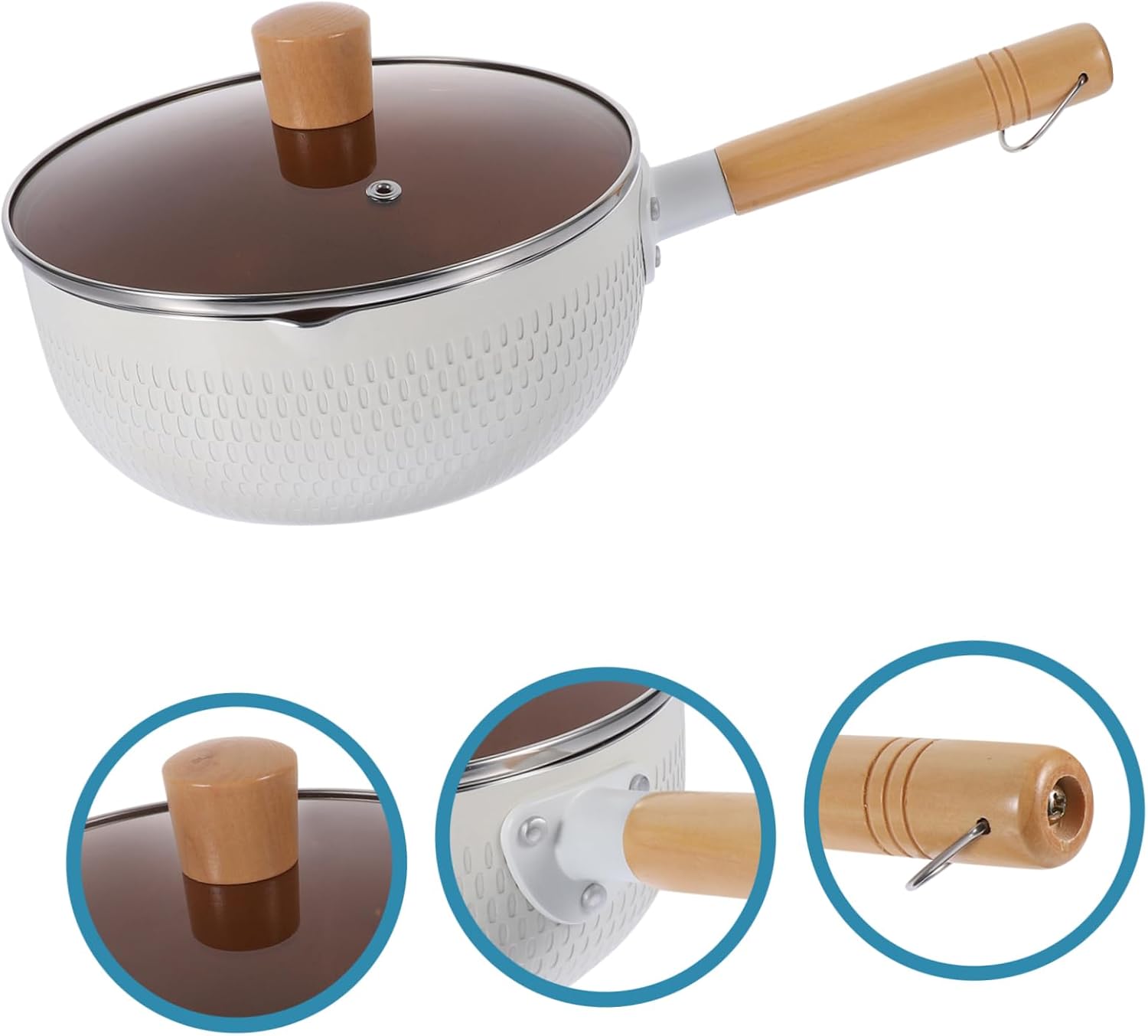 1set Nonstick Sauce Pan with Lid Maifan Noodle Pot Metal Cooking Bowl for Home Kitchen Compatible with Induction Gas Cookers Easy to Clean Cover