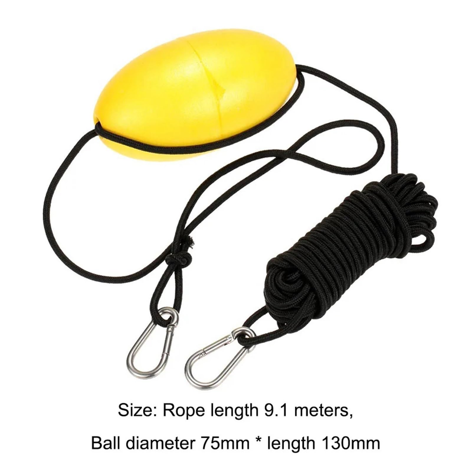 Festmacherleine, Drift Schleppseil Tragbare Angeln Meer Kabeltrommel Leichte Mit Clip Schnallen Boot Yacht Kanu Zubehör(Yellow)