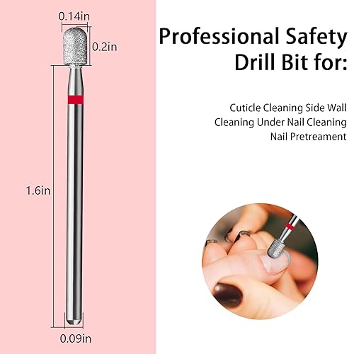 Miniatura 2 de Broca de uñas cilíndrica de carburo de diamante, vástago de 332 pulgadas, broca profesional de carburo de diamante para uñas de gel acrílico, salón