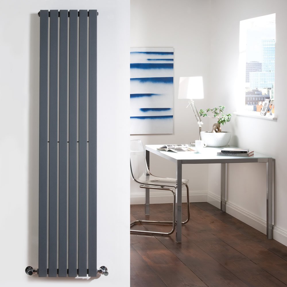 Milano Anthracite Capri Vertical Single Flat Panel Radiator - 1780Mm X 354Mm