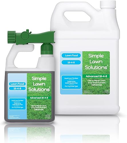 Simple Lawn Solutions 16-4-8 paquete de 32 onzas + 16-4-8 1 galón Fertilizante líquido para alimentos para césped