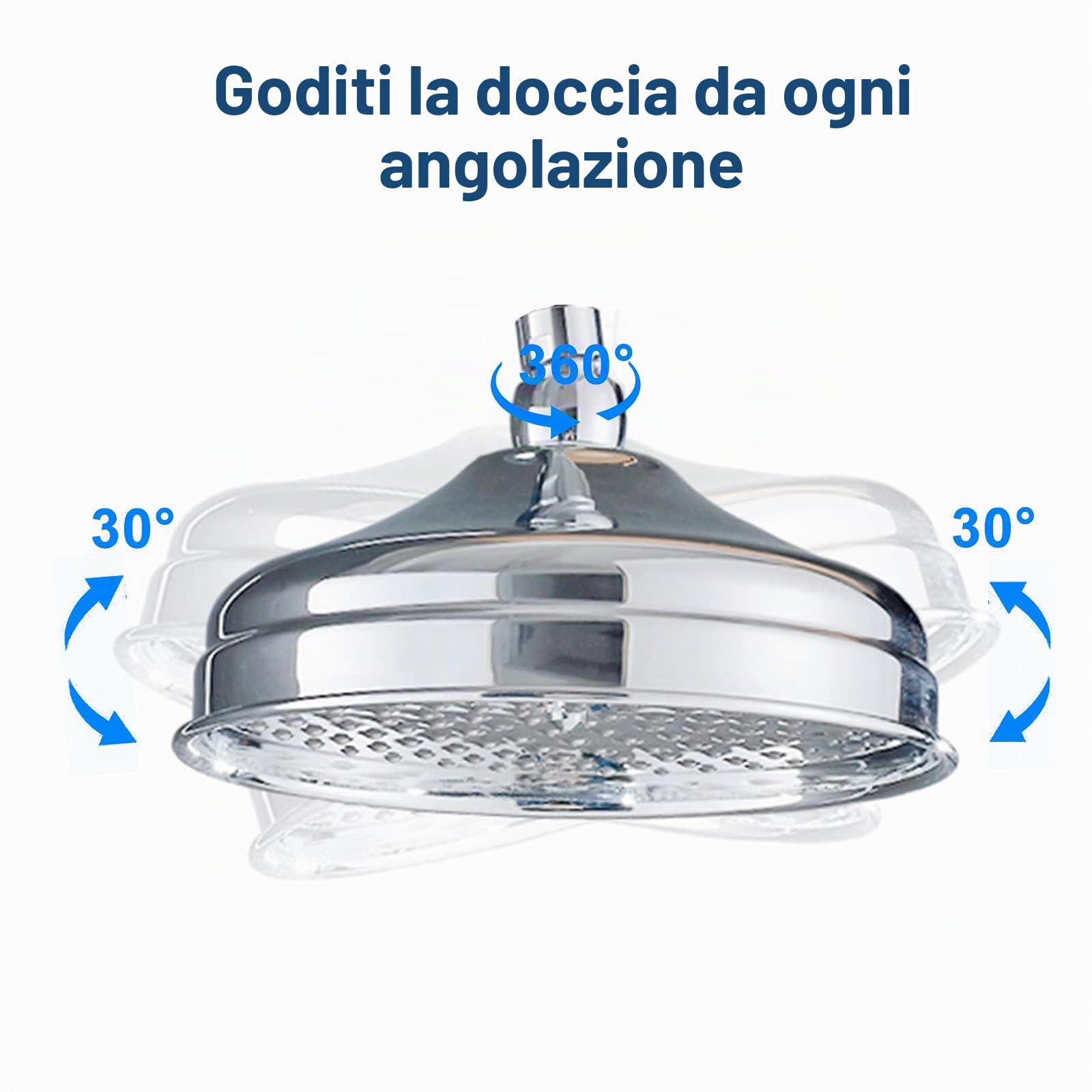 Soffione doccia rotondo a pioggia da 20,3 cm, soffione fisso in acciaio inossidabile 304, finitura cromata, soffione doccia ad alta pressione porta esperienza doccia