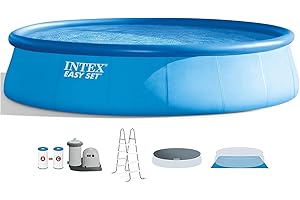 Intex 4 Foot Inflatable Above Ground Swimming Pool with Cover, Ladder, and Filter