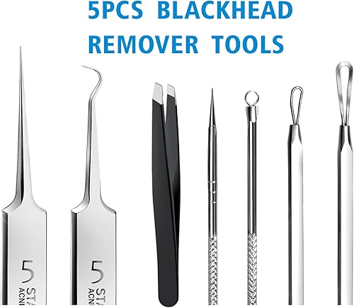 Miniatura 3 de Kit de herramientas para eliminar puntos negros, kit de 5 piezas, herramienta profesional de extracción de comedones de espinillas inoxidables