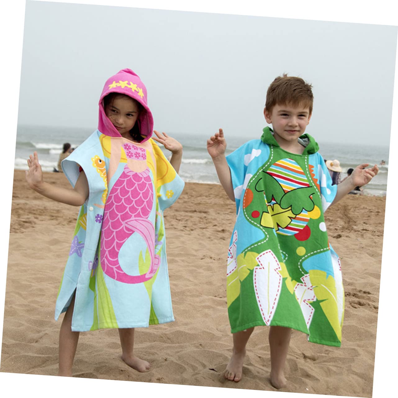 Algodón Toalla Rosa Capucha de Sirena Playa, para Niños