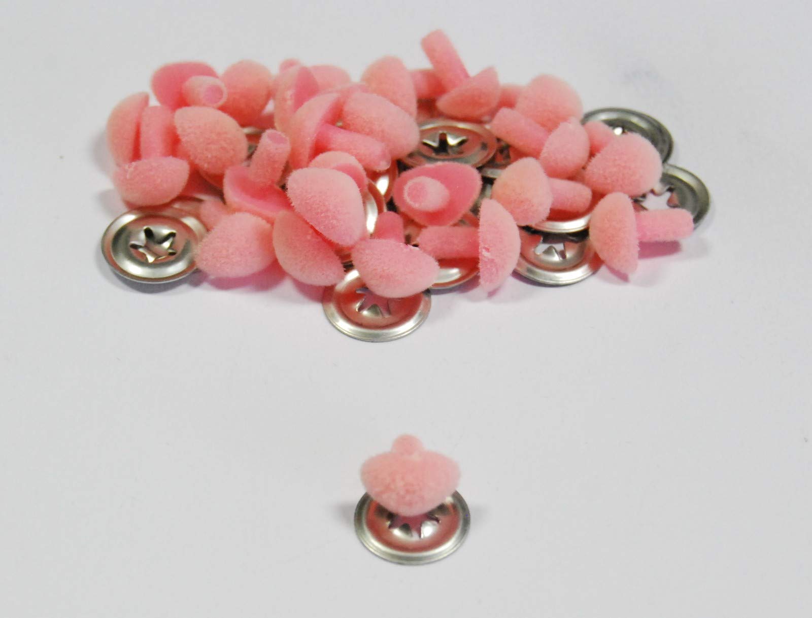 celoexpress FLOCK PINK Cat/Triangle Noses 9mm Metal Backs - Teddy Bear & Soft Toy Making Detailed Noses - Pack of 25