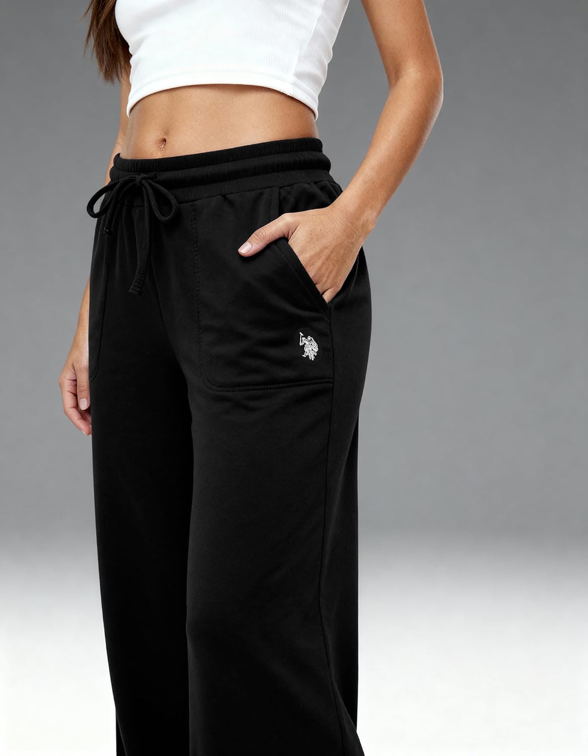 U.S. Polo Assn. Women's Wide Leg Sweatpants, Fleece-Backed Valentines Gifts for Her - Image 3
