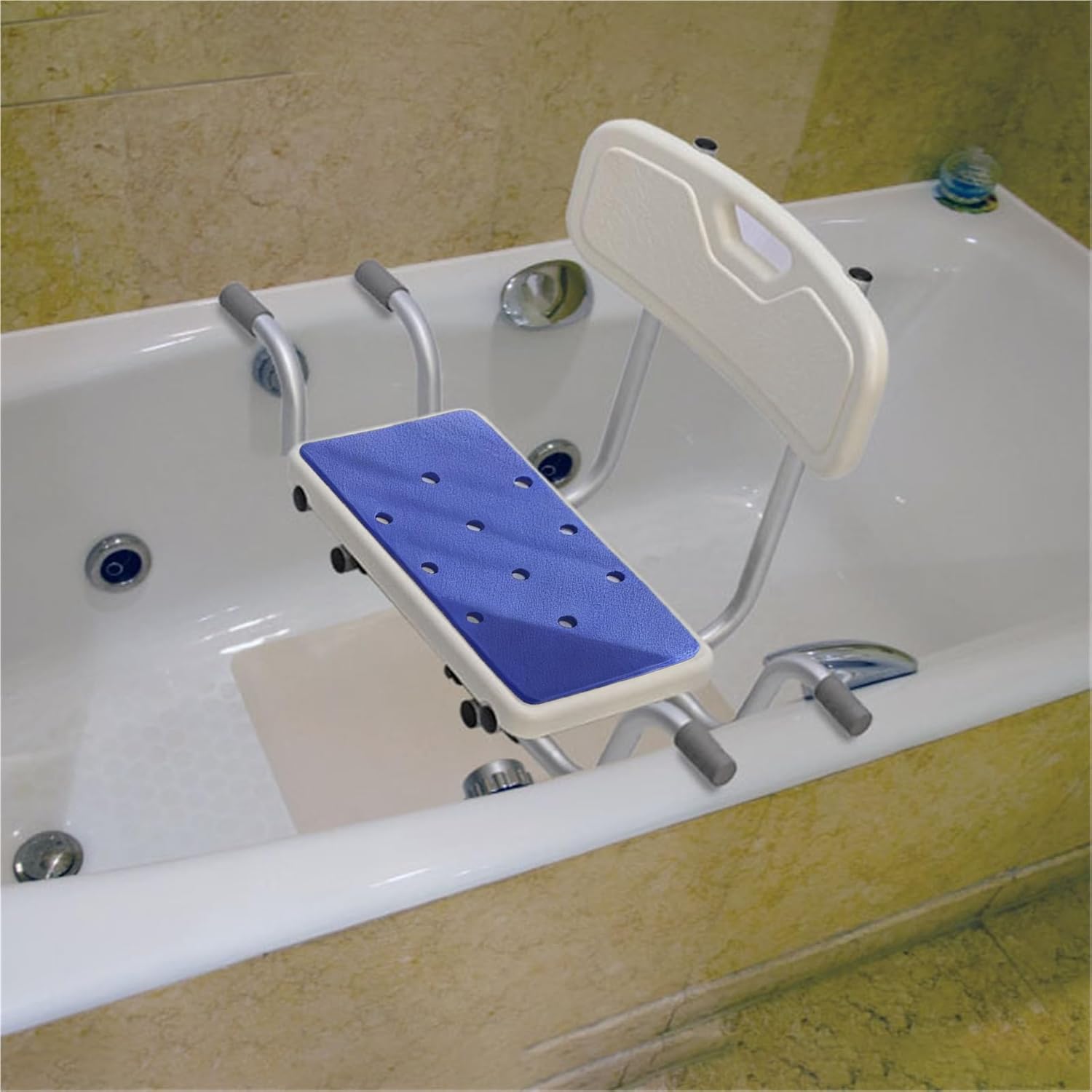 NEWFUN Sedile per Vasca da Bagno,Sedia per Vasca da Bagno per Anziani, Sedile Sospeso in Alluminio Seduta Vasca,Allungabile,con 3 Larghezze Regolabili,per Vasca da Bagno,Portata 136 kg,Bianco