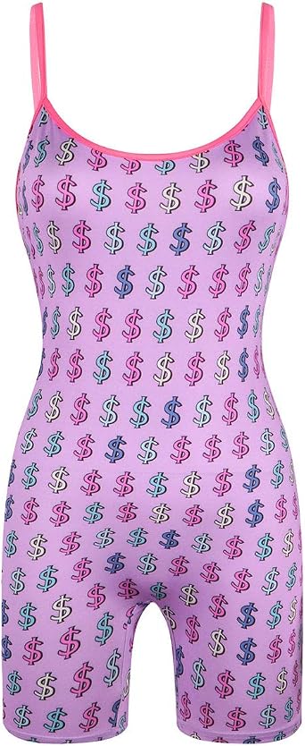 Kaerm Womens Fashion Summer Dollar Printed Two Pieces Outfit or Short Jumpsuit