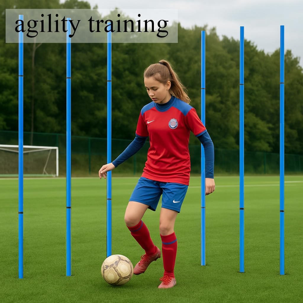 Soccer Agility Training Equipment, 6 Adjustable Soccer Training Agility Poles, 1 Speed Agility Ladder,10 Soccer Agility Cones for Training, 1 Jump Rope + Storage Bag for Youth Soccer Drills