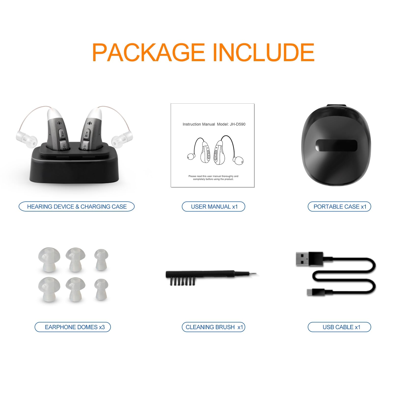 JINGHAO Amplificateur De Son Rechargeable - Paire d'amplificateurs sonores personnels pour contours d'oreille (grey1)