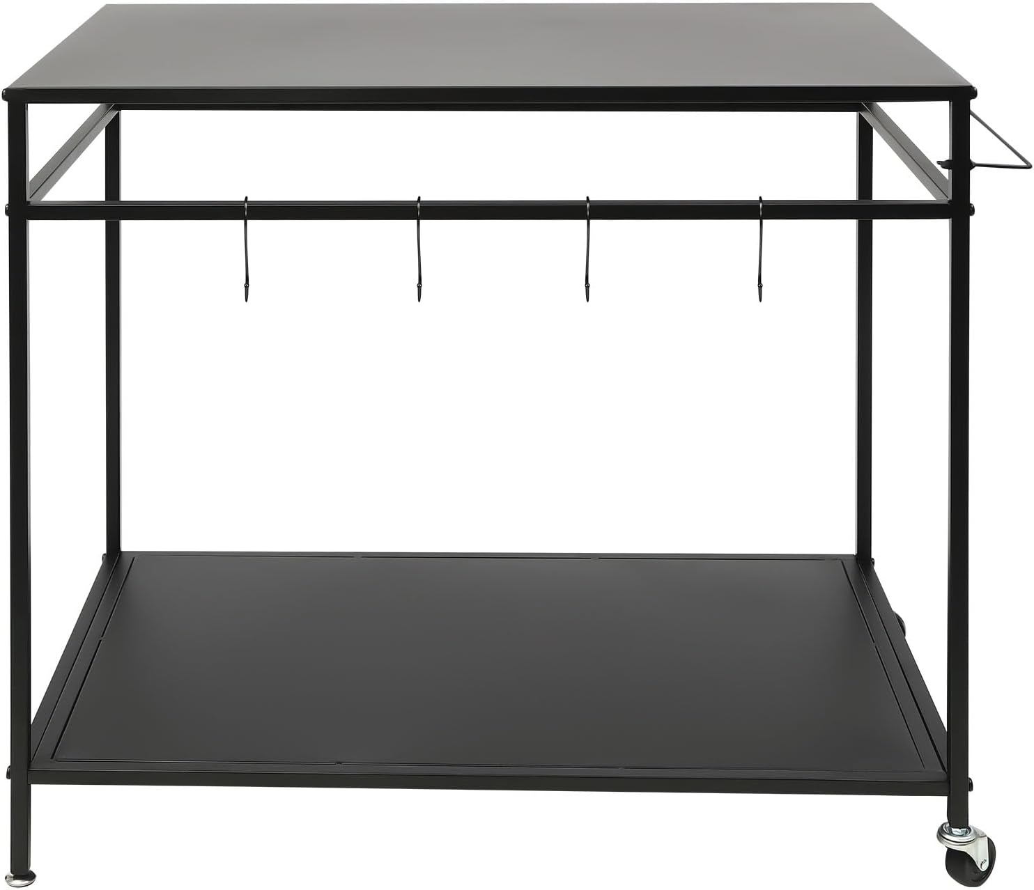 CNCEST Outdoor Grill Cart, Double-Shelf Movable Cooking Table, Outdoor Dining Cart with Storage and Spice Rack, Pizza Oven Cart for Kitchen Backyard Patio (Type 3)