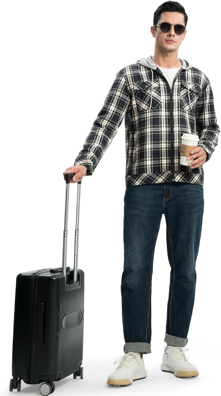 TBMPOY Men's Flannel Jacket Fleece Lined Plaid Sherpa Full Zip Winter Hoodie Warm Coat Long Sleeve Casual Zipper Pockets - Image 7