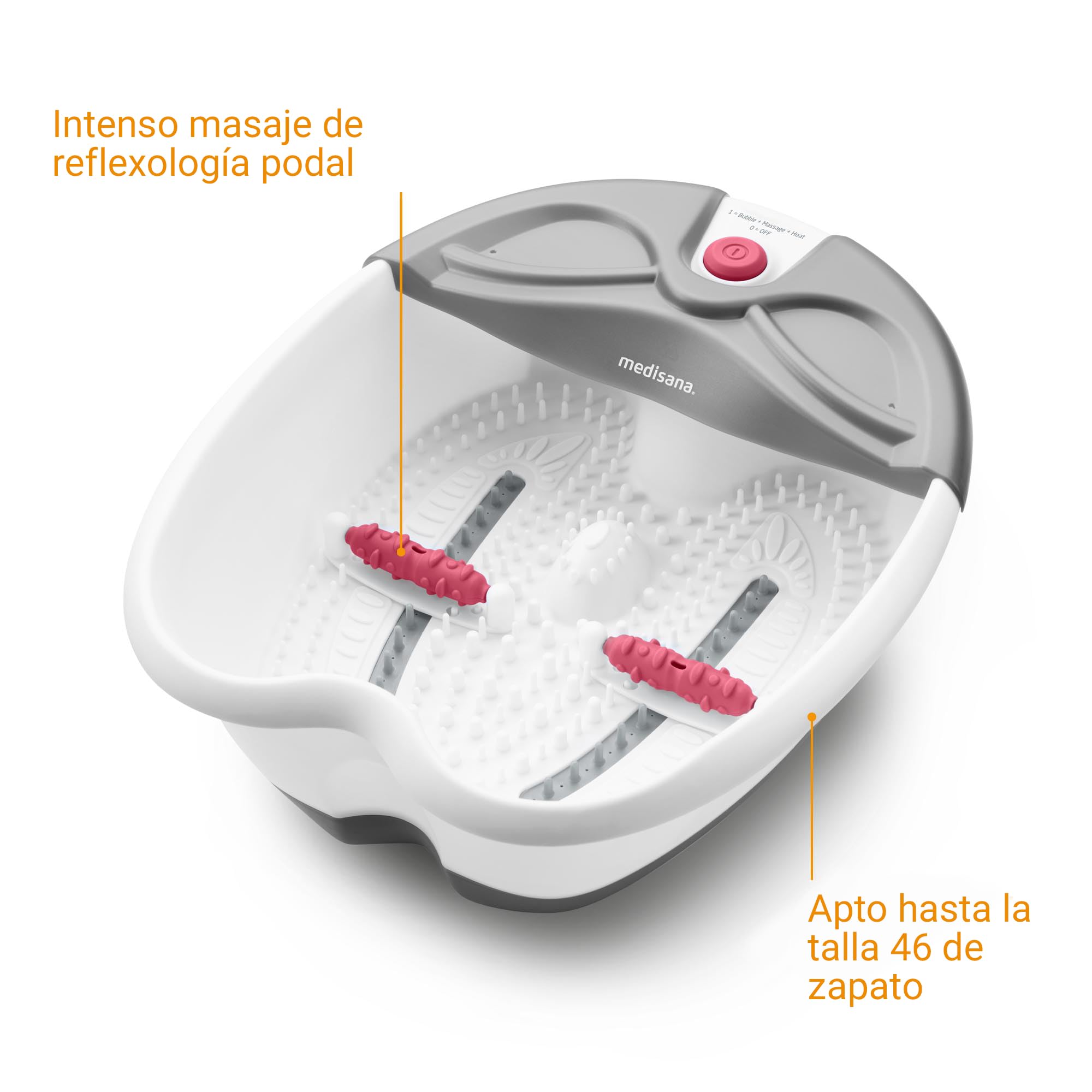 Medisana FS 300 spa para pies con masaje de zonas reflejas, baño de pies eléctrico, función de mantener el calor, con calefacción, para un agradable masaje