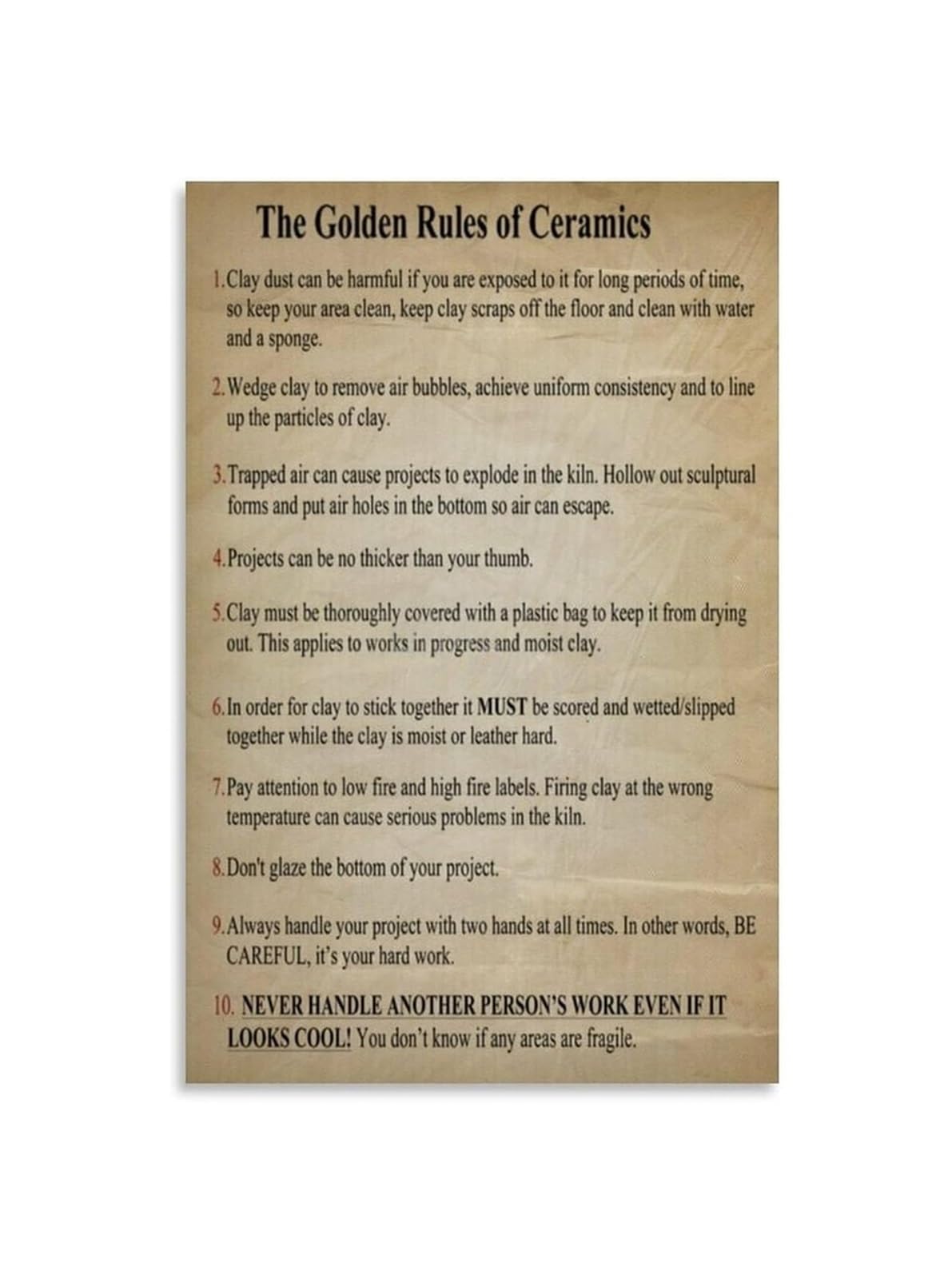 IDGTTLDF The Clay Alchemist’s Manuscript Poster Golden Rules for Transmuting Earth into Porcelain Secrets of Glaze and Form Wall-Art(Framed,08x12inch(20x30cm))