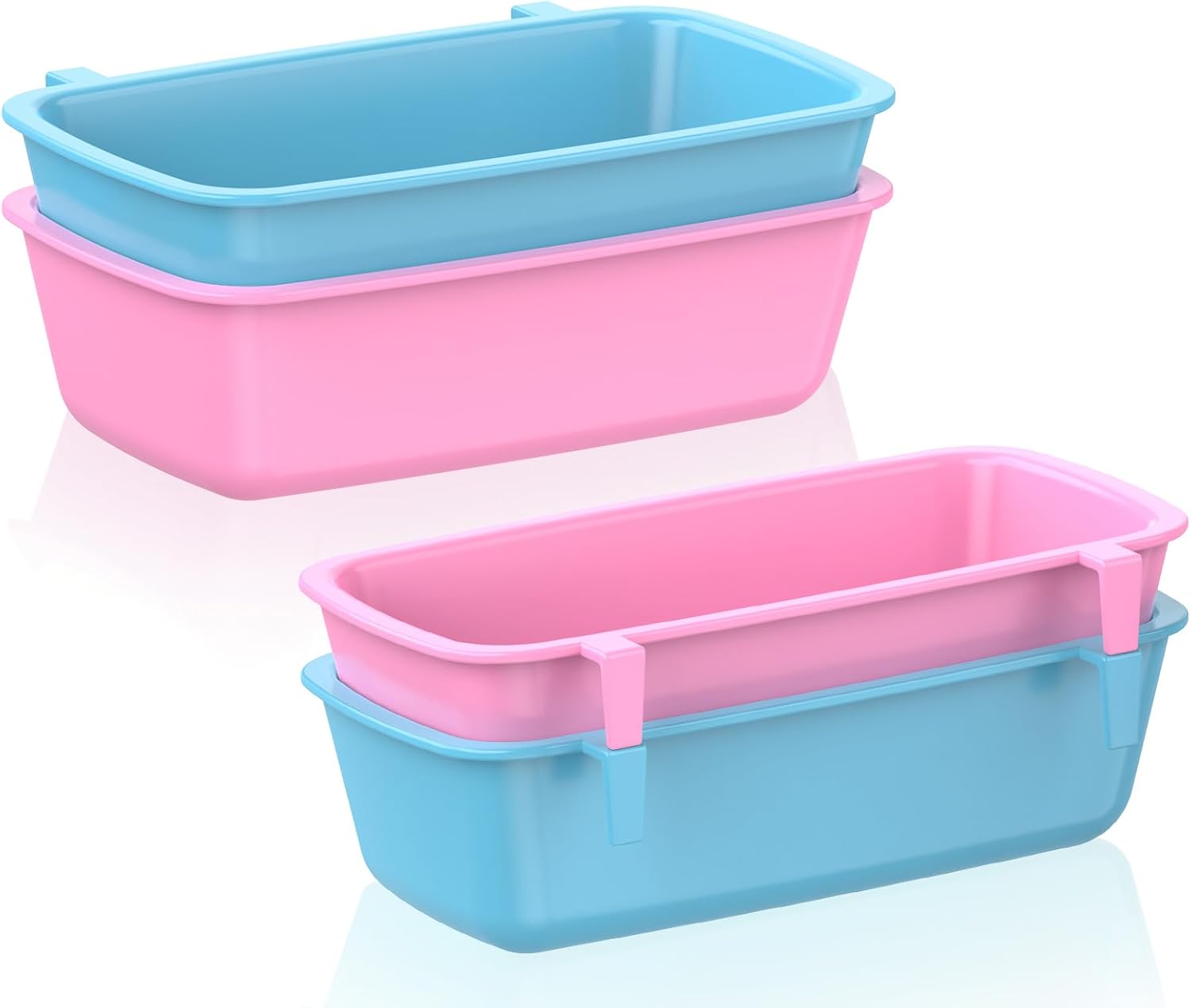 Pawfly 4 Pcs Cage Cups Hanging Plastic Bird Cage Feeders with Hooks 10 oz Rabbit Feeders for Cages Rabbit Food Bowls Waterers Bunny Cage Feeding Dishes for Small Pets Parrots Hamsters Guinea Pigs