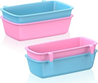 Pawfly 4-Pack 10oz Hanging Cage Cups - Plastic Bird Rabbit Feeders with Hooks for Hamsters Guinea Pigs Parrots