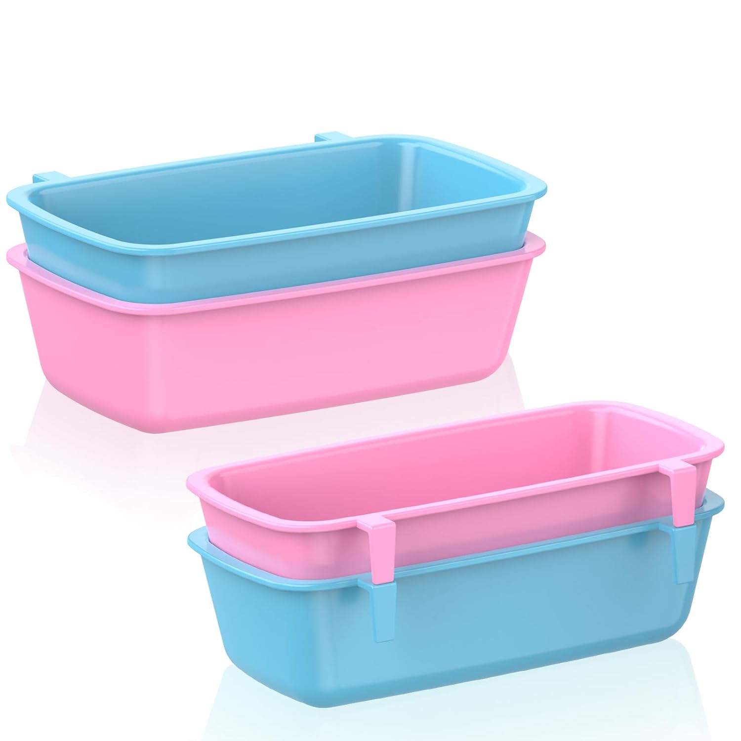 Pawfly 4 Pcs Cage Cups Hanging Plastic Bird Cage Feeders with Hooks 10 oz Rabbit Feeders for Cages Rabbit Food Bowls Waterers Bunny Cage Feeding Dishes for Small Pets Parrots...
