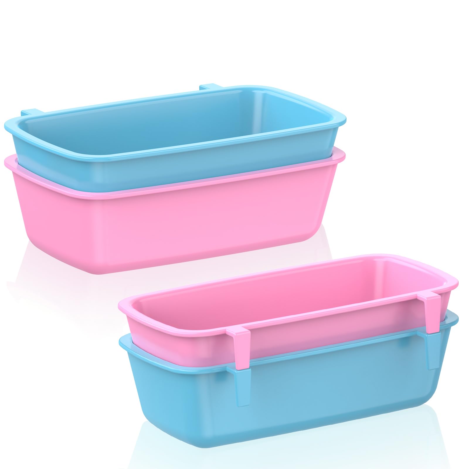 Pawfly 4 Pcs Cage Cups Hanging Plastic Bird Cage Feeders with Hooks 10 oz Rabbit Feeders for Cages Rabbit Food Bowls Waterers Bunny Cage Feeding Dishes for Small Pets Parrots Hamsters Guinea Pigs