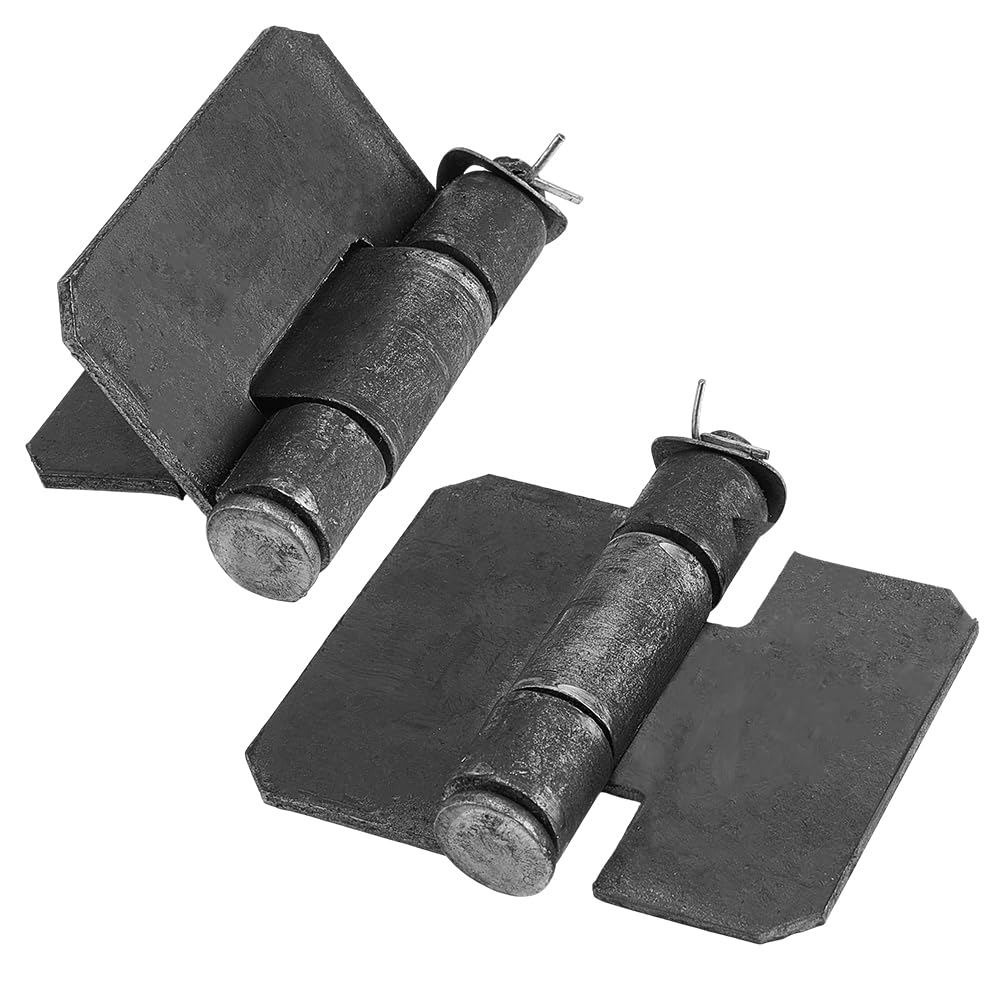 AHANDMAKER 2Pcs Heavy Duty Weldable Hinges, Long Lasting Solid Iron Replacement Hinge Black Metal Weld On Hinges for Heavy Trailer Ramp Driveway Gates Farm Garage Doors, 3.2x3.3 Inches