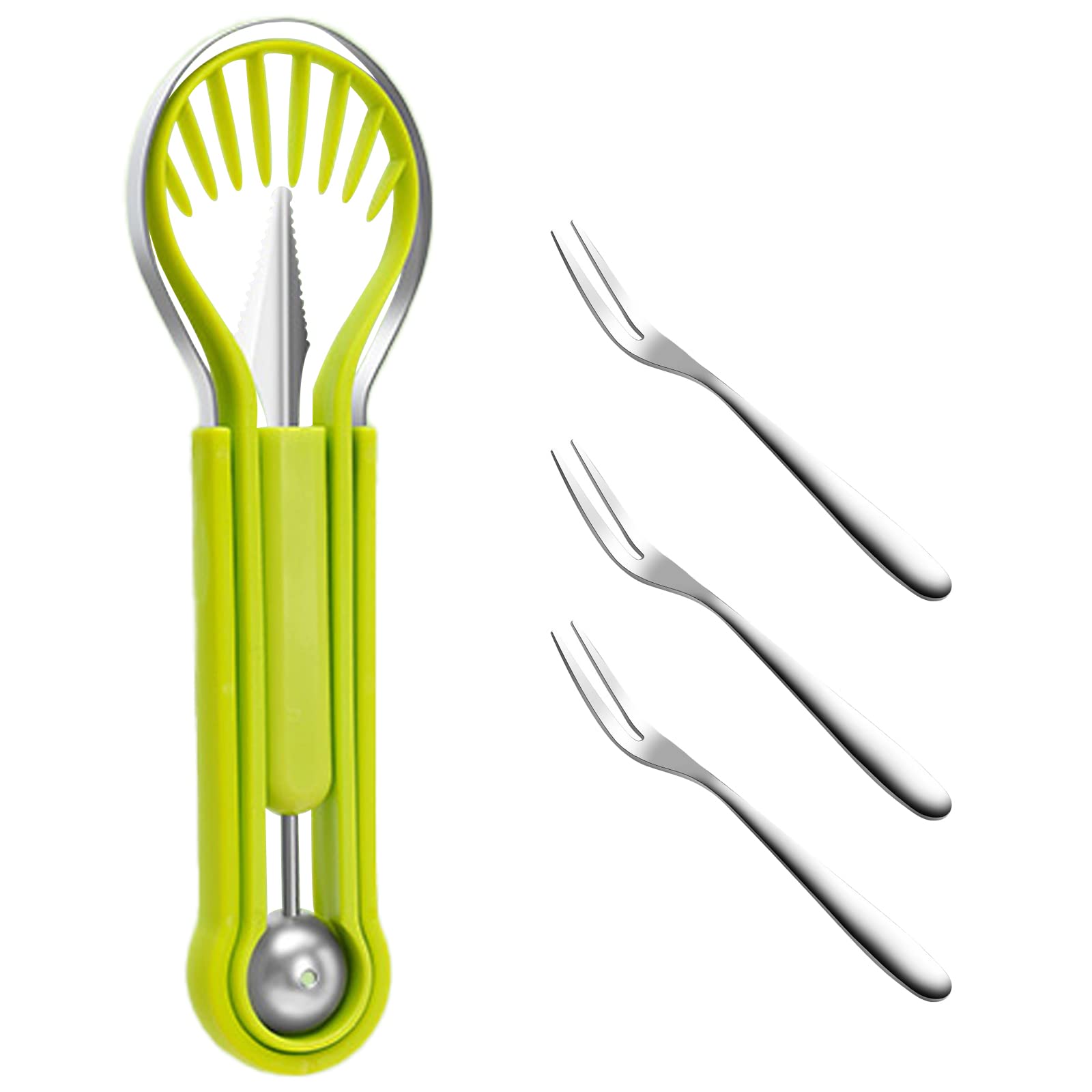 Set 4 Outils Fruits Acier Inoxydable - Vide Pomme, Cuillère Melon, Éplucheur - Cuisine Créative