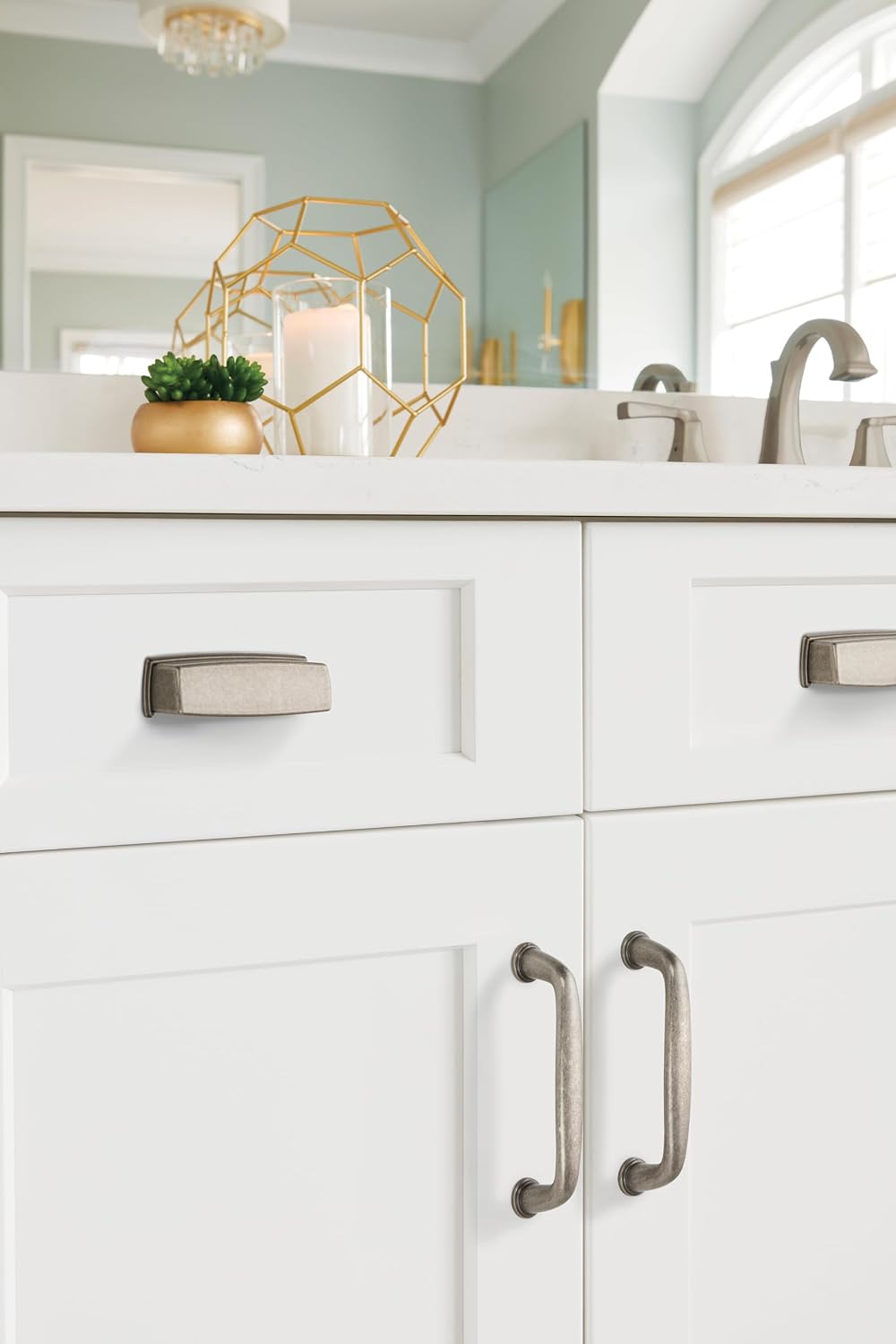 Amerock | Cabinet Cup Pull | Weathered Nickel | 3-3/4 inch (96 mm) Center to Center | Kane | 1 Pack | Drawer Pull | Drawer Handle | Cabinet Hardware