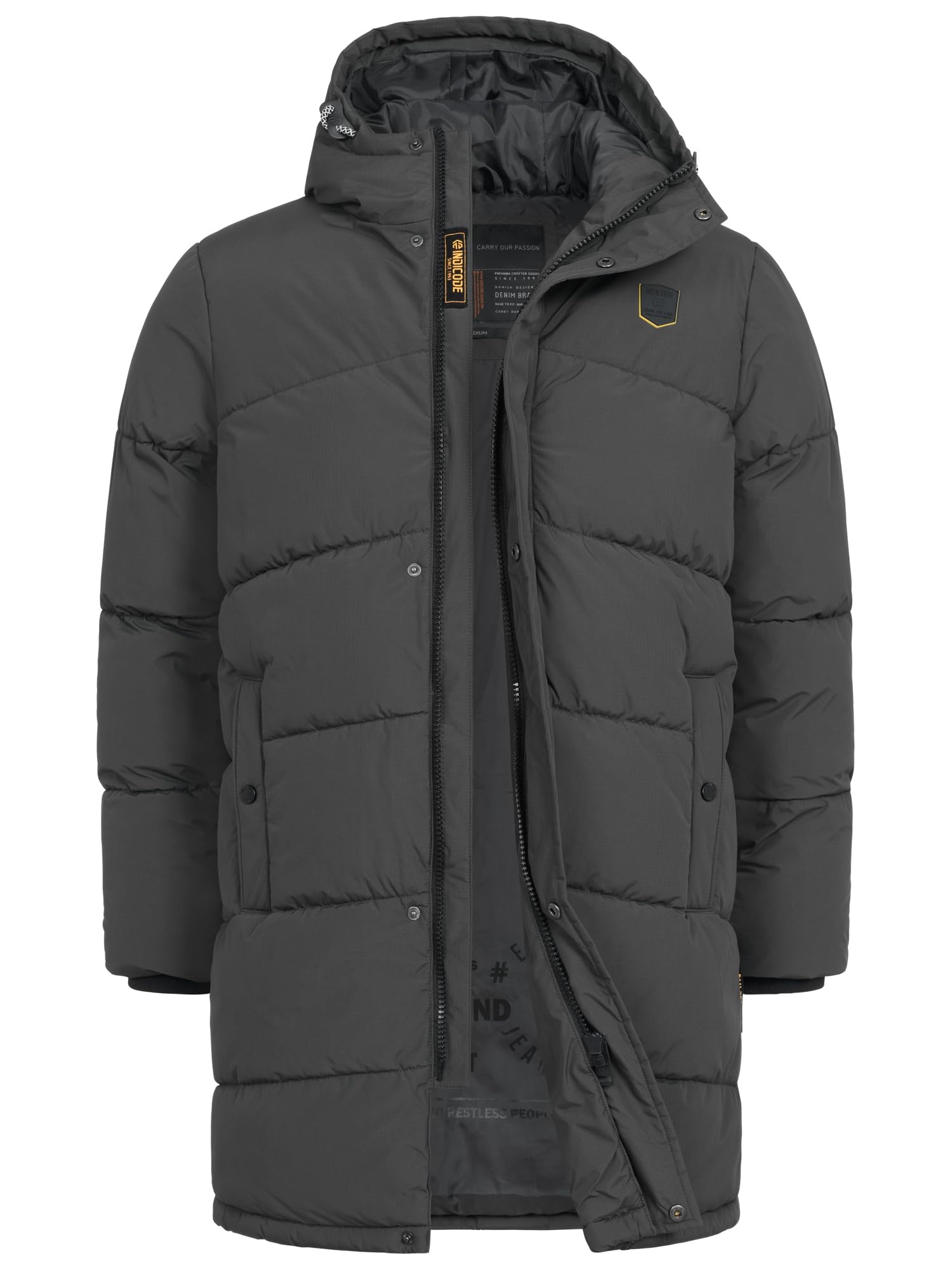 Indicode Chaqueta INPazze para hombre con capucha y forro polar | Abrigo de invierno para hombre Chaqueta acolchada para hombre, gris, XXL