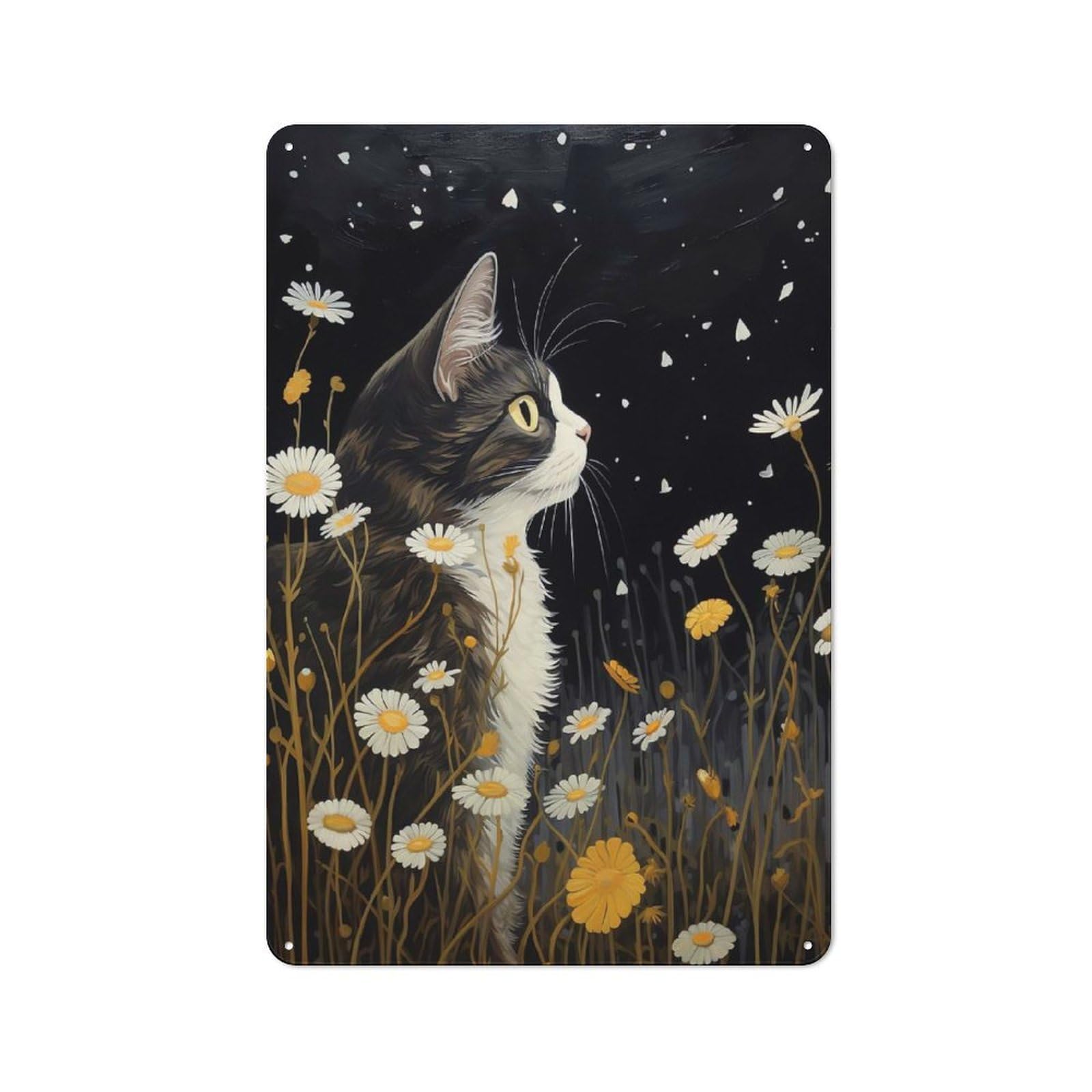 Junmoney Style Classic Vintage Metal Sign 30X20cm Featuring Cat X Butterflies, Classic Pub Decor For Bar, Kitchen, Garage Or Games Room