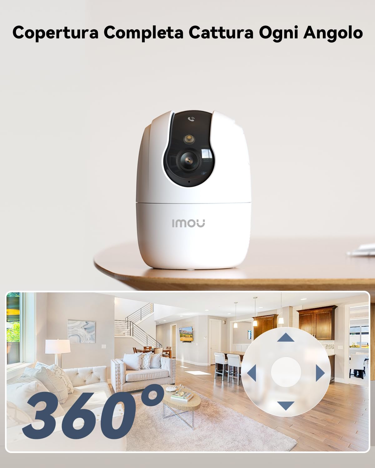 Imou 2K Telecamera WiFi Interno con One-Touch Chiamata, 3MP Telecamera da Interno con Crociera Automatica, Rilevamento AI Umano/Animali, Visione Notturna a Colori, Modalità Privata, 2,4/5GHz