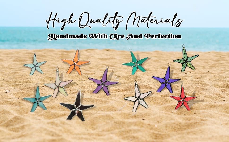 Miniatura 5 de Atrapasoles de Estrella de Mar de Vidrio Emplomado Perla Negra de 3" - Ideal para Decoración del Hogar Costero, Decoración de Dormitorio, Decoración