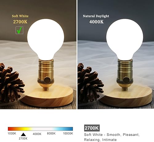 Miniatura 4 de Paquete de 6 bombillas LED G25 (G80), 5 W, regulables, equivalentes a 40 vatios, bombillas LED Edison, blanco cálido 2700 K, 500 lm, base E26,