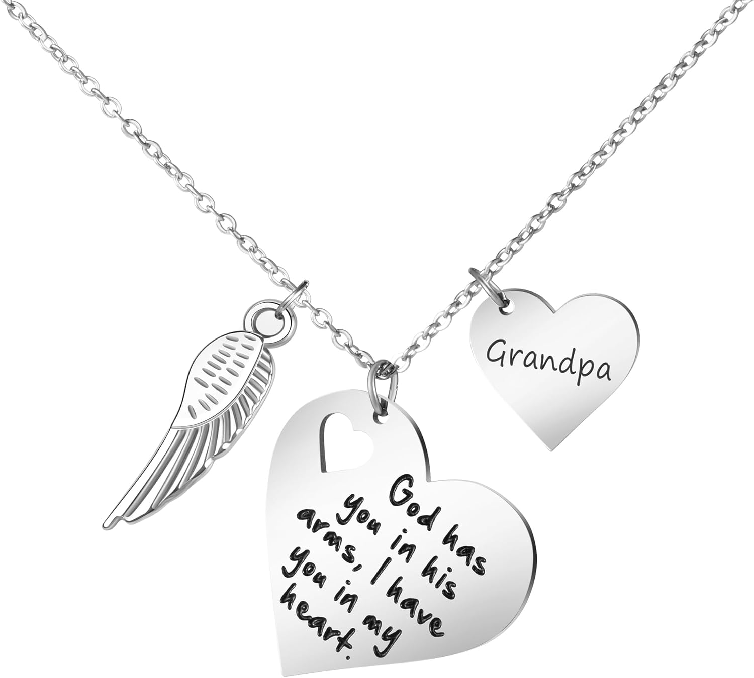JoycuFF God Has You in His Arms I Have You in My Heart Memorial Gifts for Loss of Loved One Stainless Steel Silver Pendant Necklace Sympathy Gifts for Women Sister