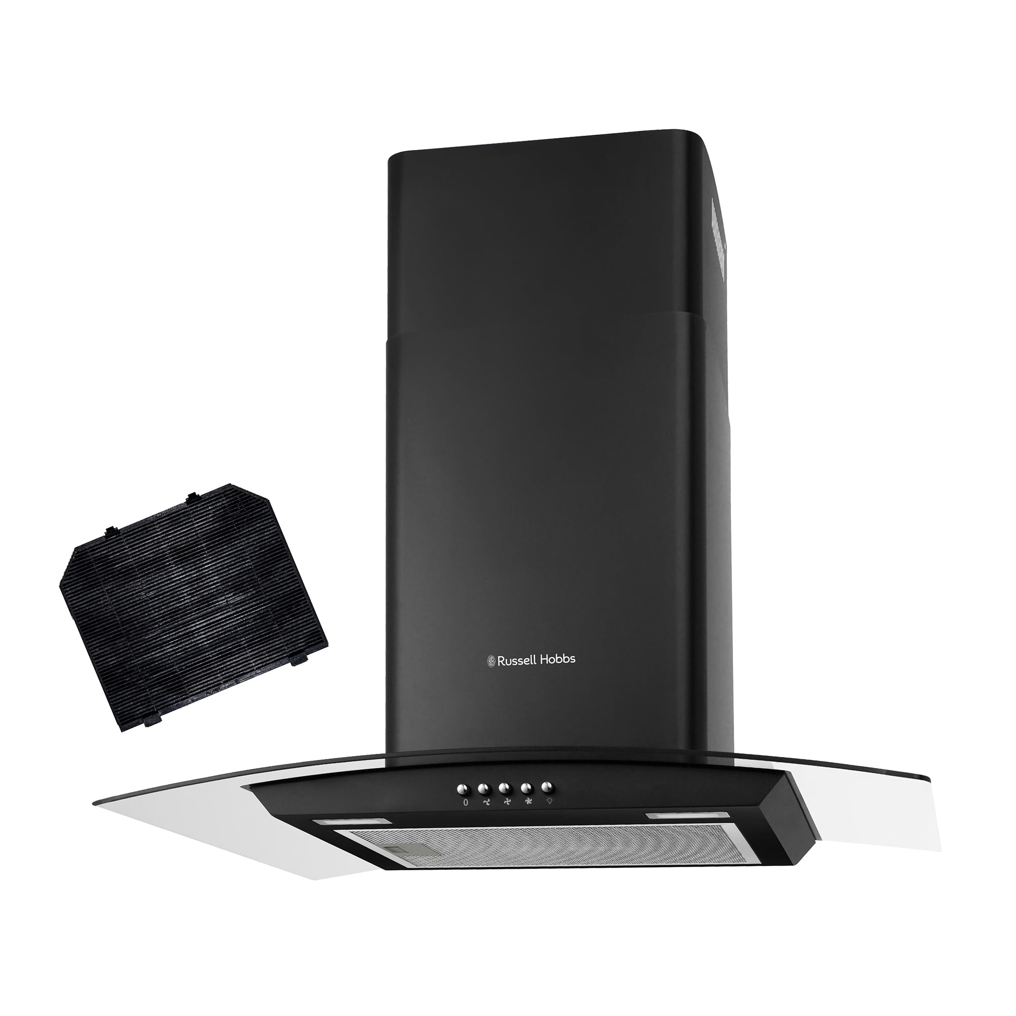 Russell Hobbs 90cm Curved Glass Cooker Hood in Stainless Steel with 3 Speed Settings, 1 x Carbon Filter, Extraction or Recirculation, 500m³/h Extraction Rate, A+ Energy Rating, RH90GCH92A1SS — view 14