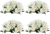 Vista 13 de Bolas de flores artificiales para centros de mesa: 2 piezas de rosas rojas para centros de mesa, arreglos florales, centro de mesa para bodas