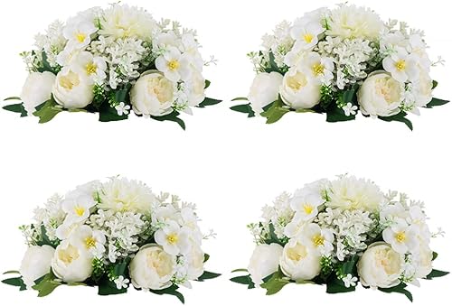 Miniatura 31 de Centros de mesa de bolas de flores para mesas: 10 piezas de flores blancas para centros de mesa, arreglos florales, centro de mesa para boda