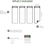 Magnetic Dry Erase List Board - 4"x12" (10.16x30.48cm) Multifunctional List Board for Fridge - 6 Extra Fine Point Markers Included - Shipped Flat