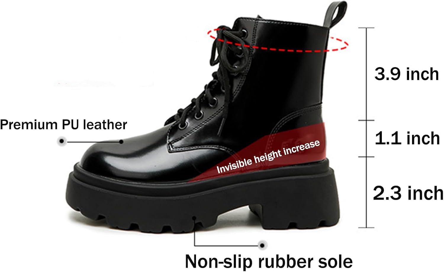 Black Platform Combat Boots Ankle Booties for Women Low Chunky Heels Lace-up Fall Short Boot with Side Zip Round Toe Cowboy Cowgirl Western Fashion Punk Goth Boots