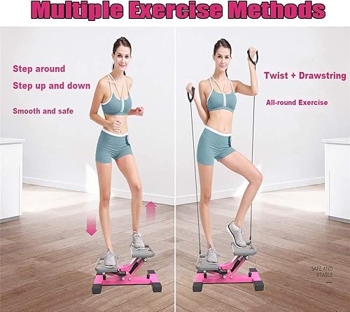 Miniatura 3 de HMNS - Máquina de escalera aeróbica para hombre y mujer, mini máquina de fitness con bandas de resistencia y monitor LCD, modo deportivo tipo V para