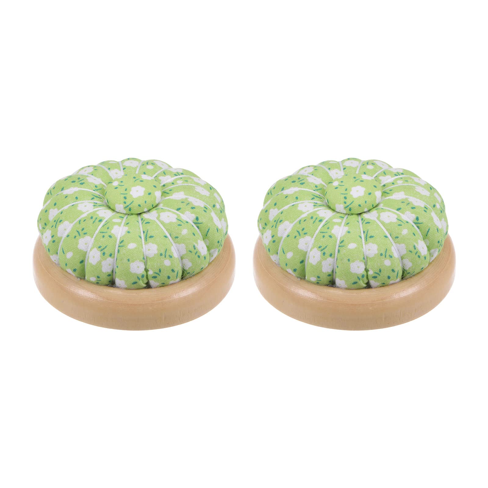 sourcing map 2pcs Pin Cushions Sewing Needle Cushion Needle Holder Pincushions with Magnetic Wooden Base for Sewing Quilting Needlework DIY Crafts, Light Green Green White