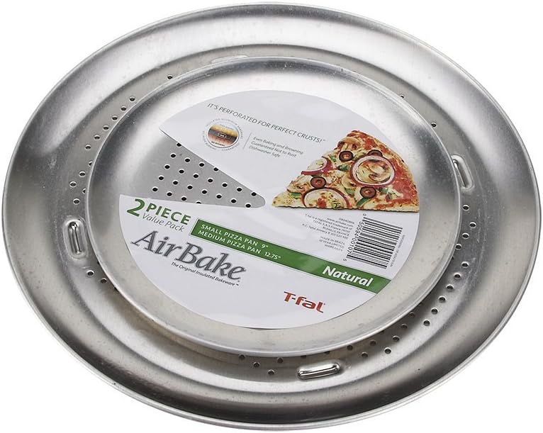 AirBake Natural 2 Pack Pizza Pan Set, 9 in and 12.75 in