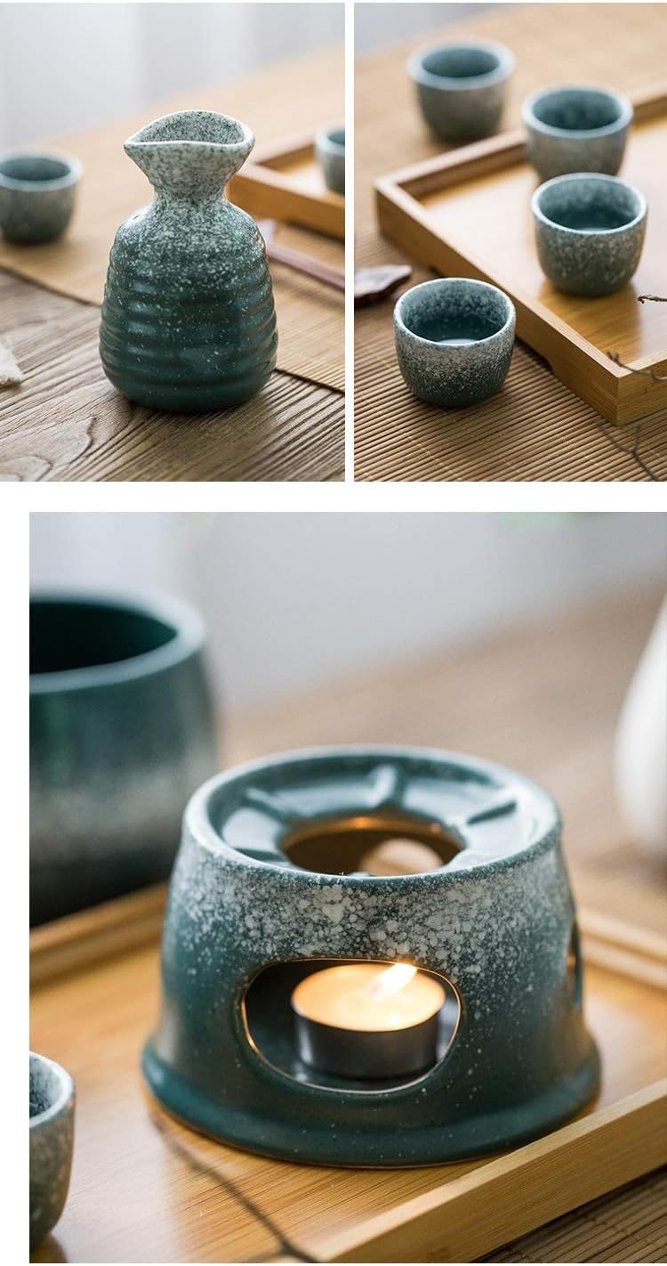 Sake Set Japanese Style Traditional Retro Porcelain Crafts Malachite Green (Color : C) (B) (C)
