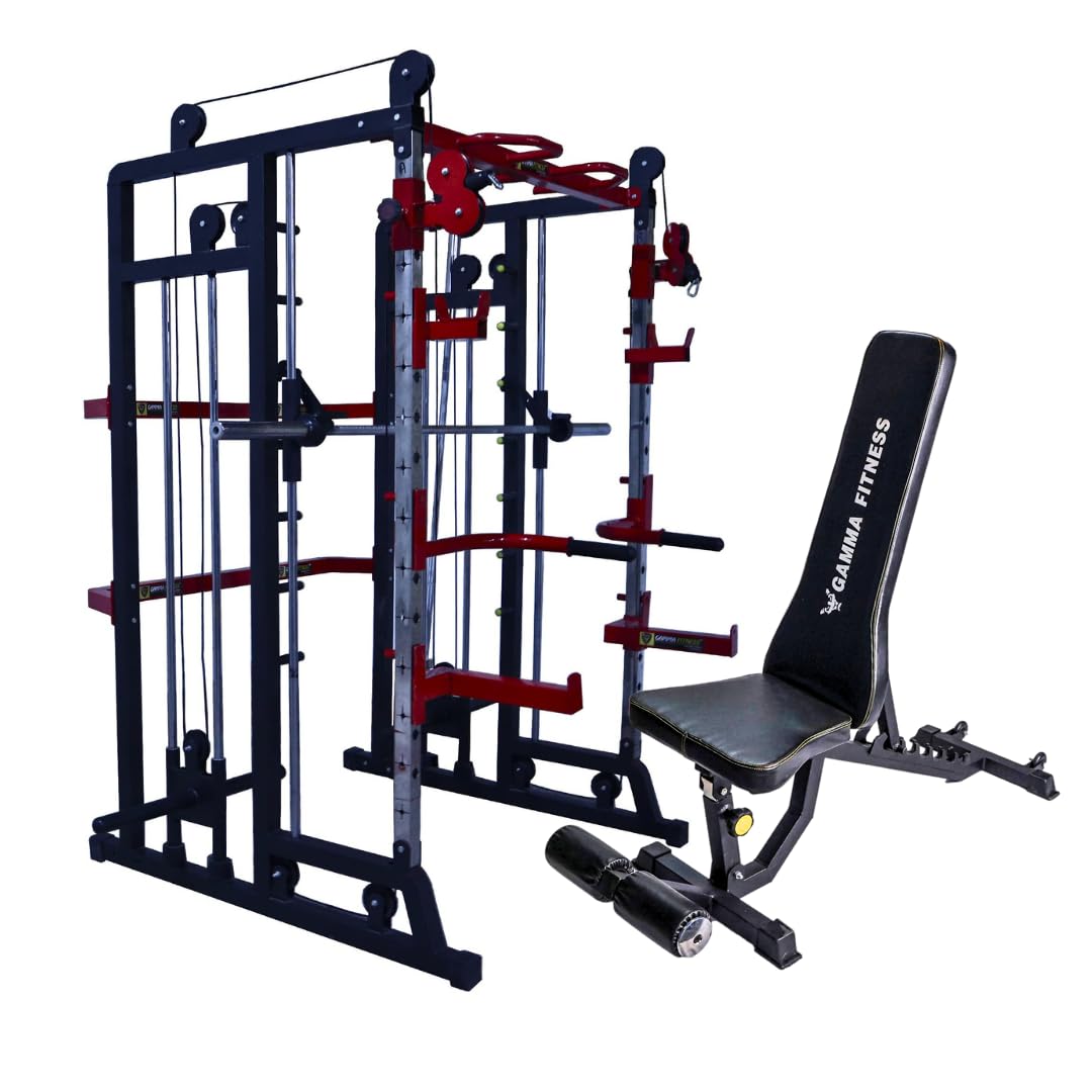 GAMMA FITNESS Functional Trainer Power Squat Rack FTS-786 with Adjustable Bench AB-201| for Home Gym Workout| 4 x 2 Inches 12 Gauge Frame |-image-32