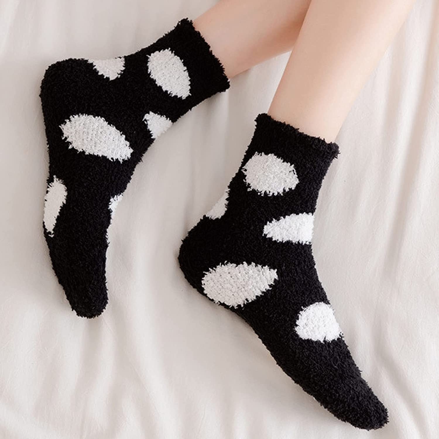 Calcetines Termicos 12 Pares De Calcetines Térmicos De Invierno Para Mujer, Patrón De Lunares Bonitos, Esponjosos, Supersuaves, Cálidos Y Acogedores Calcetines Invierno