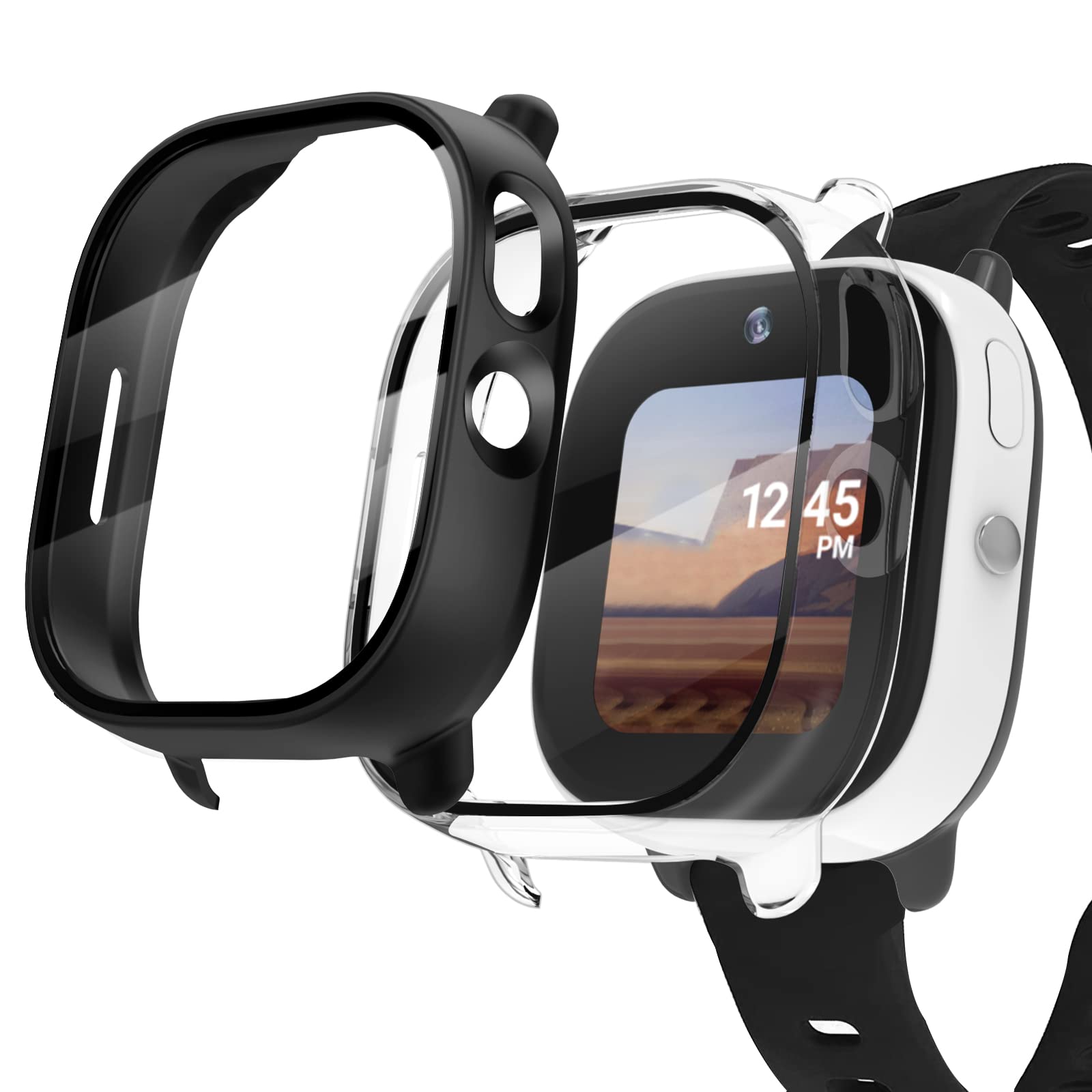 Kuaguozhe [2 Pack] Tempered Glass Screen Protector Only Compatible for Gizmo Watch Disney_Edition,Black+Clear（Not Compatible for GizmoWatch 2）