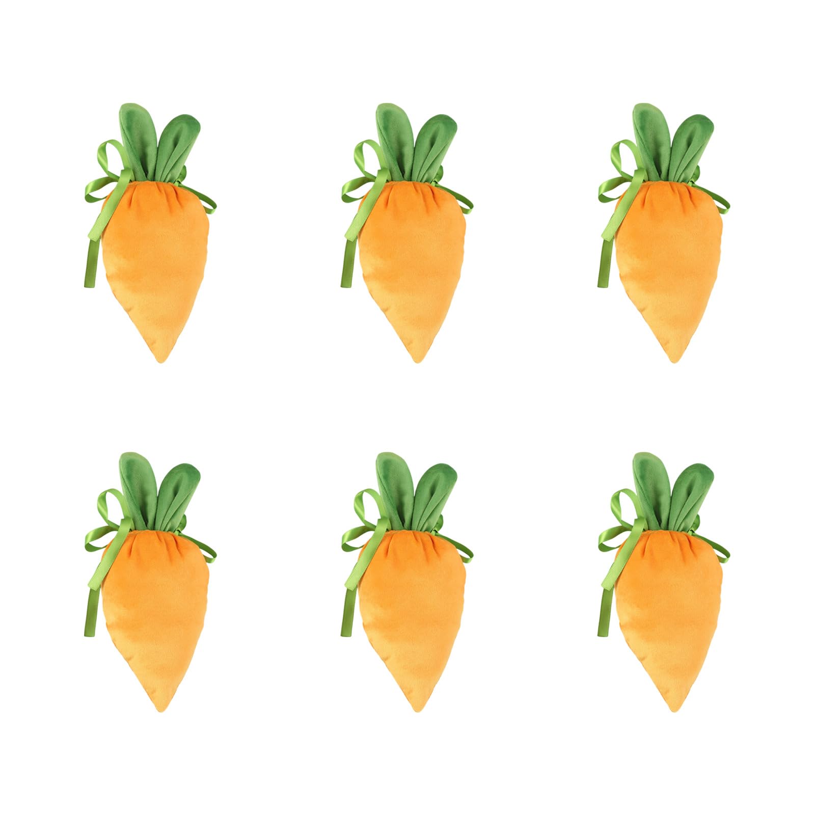 Piceioep 6Pcs Easter Carrot Shape Candy Bag Drawstring Party Treat Pouches Cookie Candy Holder Bags for Easter Gift Wrapping Decoration