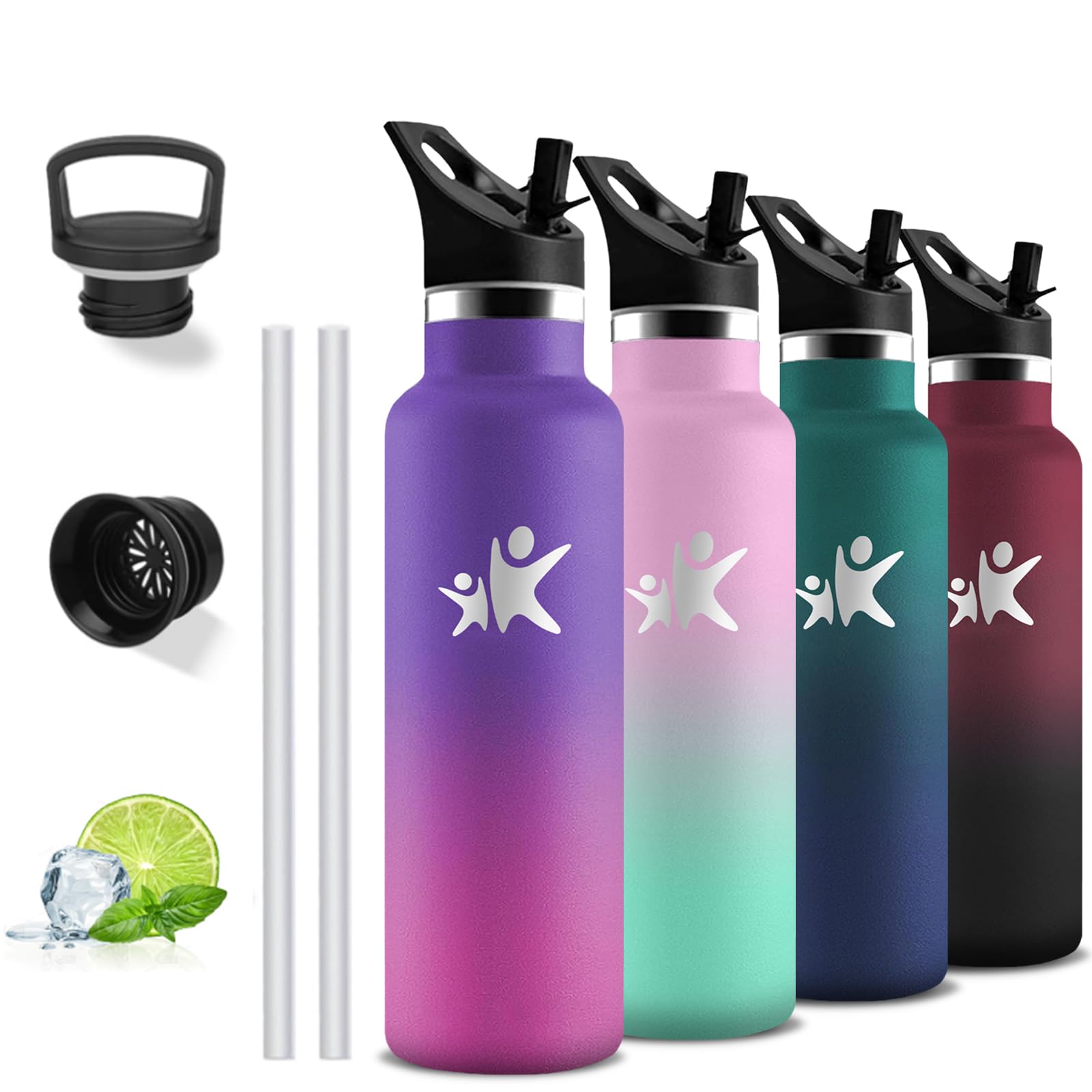 Thermos Flask, 750 ml Stainless Steel, BPA-Free, Sports Bottle, Cold 24 Hours & 12 Hours Warm, Leak-Proof Drinking Bottles for Hiking Camping Fitness