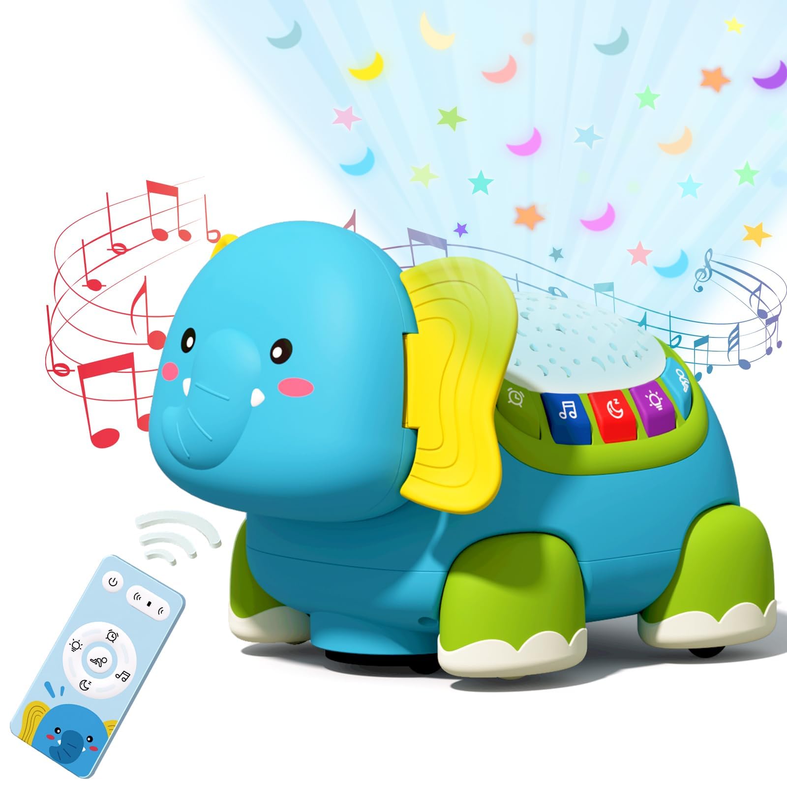 Hanzete Baby Crawling Toys 6 to 12 Months Musical Elephant Light Up Toys Infant Toys 0-3 3-6 6-12 12-18 Months 9 Month Old Baby Toys Star Projector Birthday 1 Year Old Boy Girl Toddler Toys Age 1-2