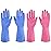 IUCGE Rubber gloves dishwashing 2 Pairs for Kitchen,Cleaning gloves for household Reuseable.(Medium,Blue+Pink)