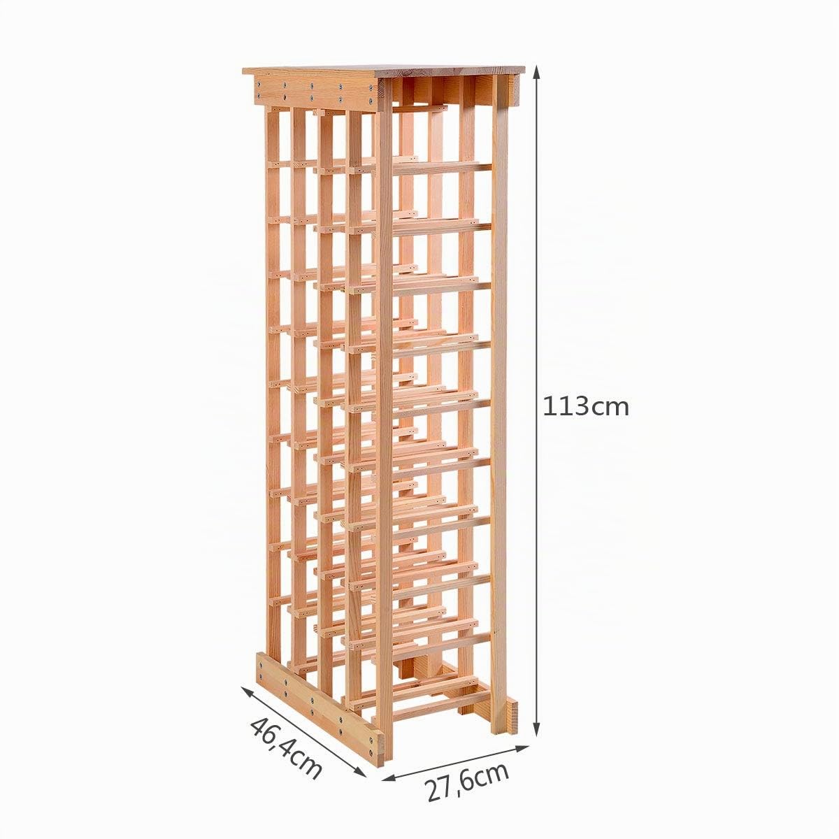 GYMAX Portabottiglie di Vino, Scaffale Porta Vino per 40 Bottiglie, Cantinetta Vino in Legno di Pino, 46,4 x 27,6 x 113 cm